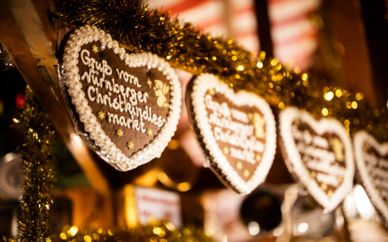 Lebkuchenherzen auf dem Nürnberger Christkindlesmarkt