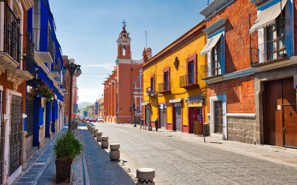 Stra&szlig;en von Puebla im historischen Zentrum